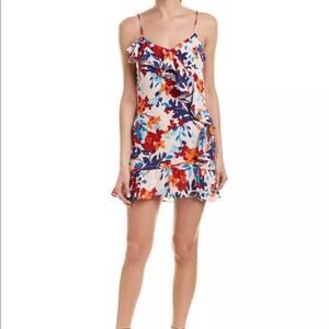 PARKER Floral Ruffle Mini Dress Peach Blossom